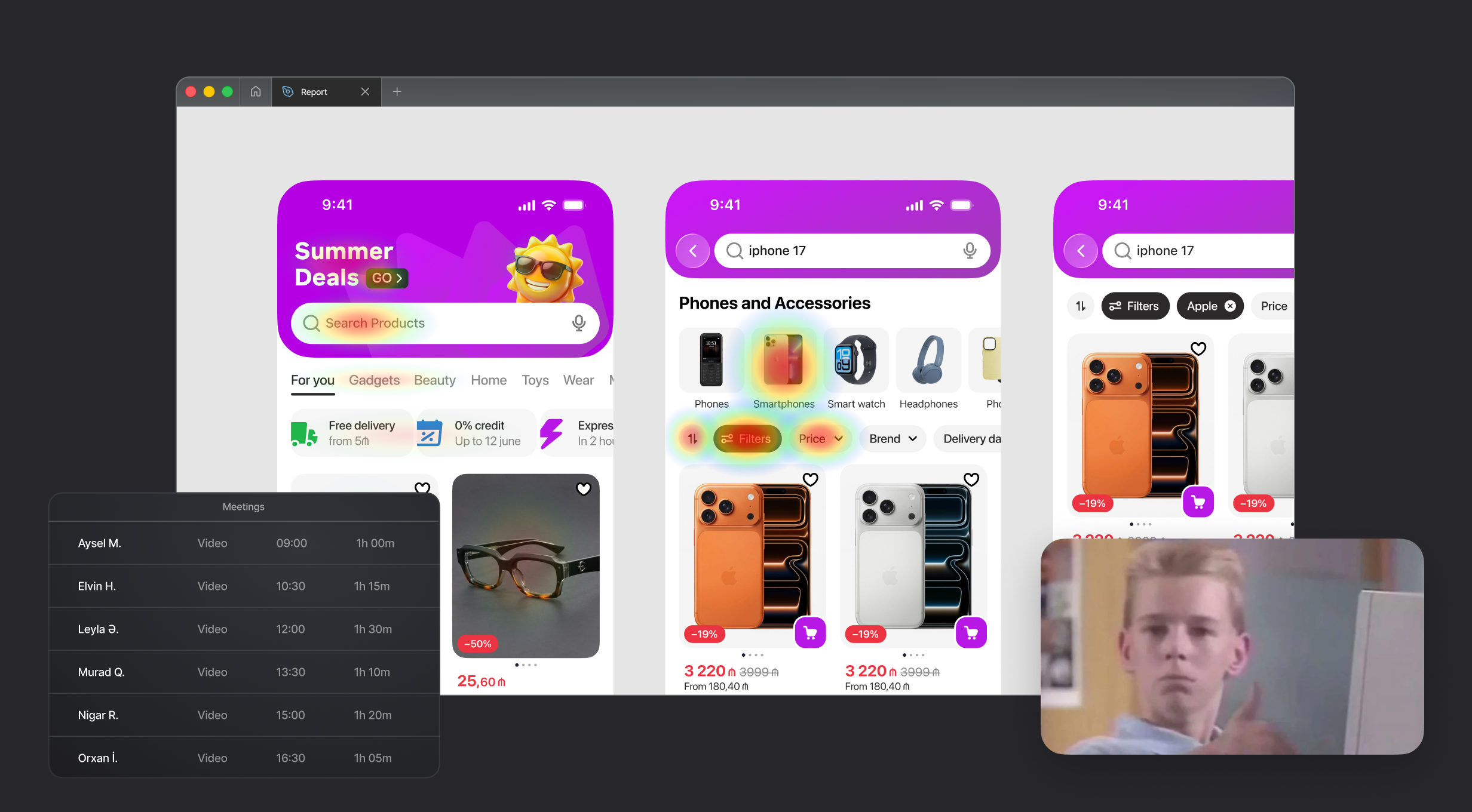 Proposed marketplace screens and user research