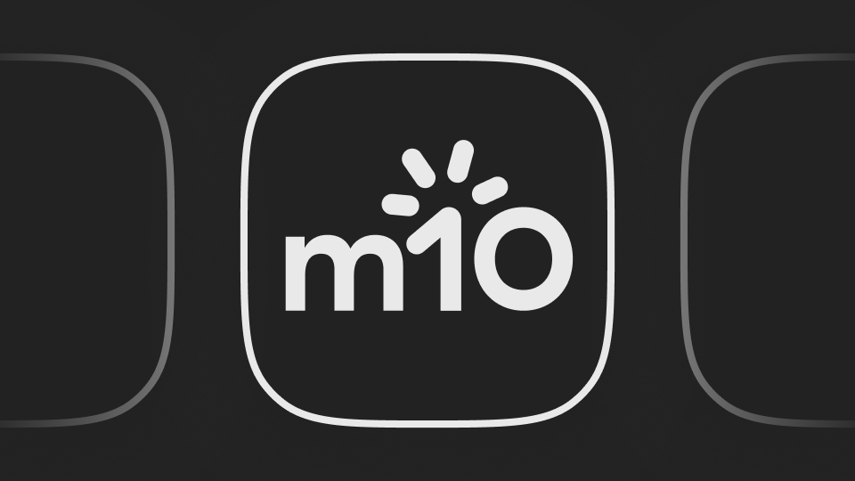 Refreshed m10 logo on a dark app icon
